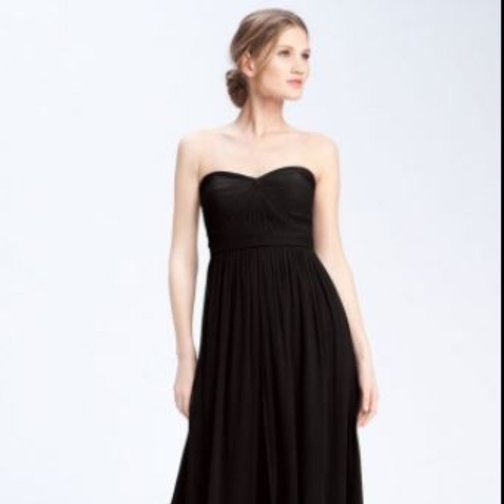 JENNY YOO size 20 (14W/16W) Aidan Convertible Strapless Chiffon Gown BLACK NWOT